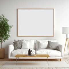 White Couch and Coffee Table in Living Room