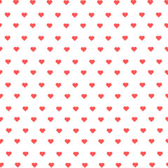 Vector simple Repeatable background for Valentine's day.  Seamless pattern of red hearts, vector illustration.