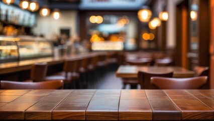 interior of a cafe with bokeh - obrazy, fototapety, plakaty