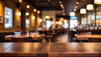 interior of a cafe with bokeh - obrazy, fototapety, plakaty