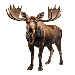 Full body portrait of a bull moose, isolated on transparent background