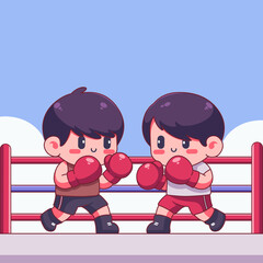 Flat design illustration of a boy having a boxing fight