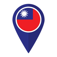 Taiwan flag on map pinpoint icon isolated. Flag of Taiwan