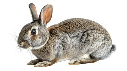 Soft Elegance: Fluffy Rabbit with Detailed Fur on Transparent Background