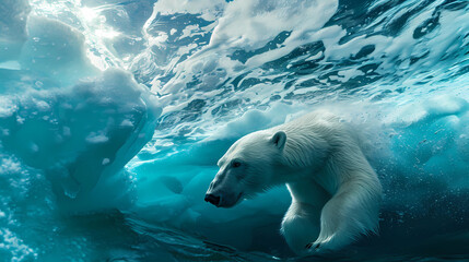 Beneath the ice bear - obrazy, fototapety, plakaty