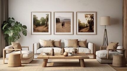 Fototapeta na wymiar Scandinavian elegance living room interior 