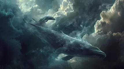 Foto op Canvas witness ethereal cosmic whales swimming © Asep