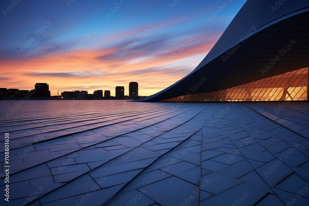 Poster modern architecture exterior with geometric shapes and patterns