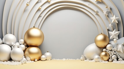 Fototapeta na wymiar Christmas decorations lying in creative composition