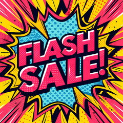 pop art style with expression text flash sale, ai generate