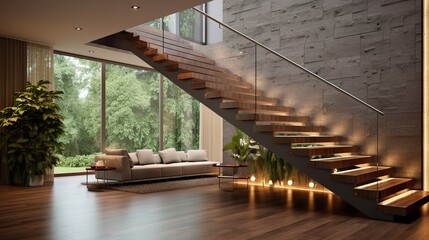 staircase in living room 