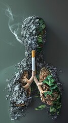 Obraz premium Photo illustration of lungs with smoke
