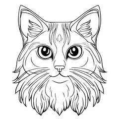 Birman Cat Head SVG Black and White Illustration Art Generative AI.