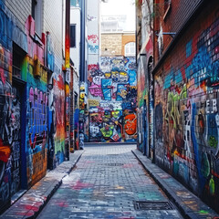 Naklejka premium Street Art Splendor: Vibrant Alley Adornments