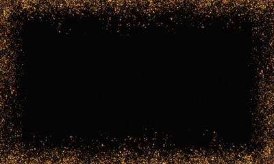 gold glitter rectangle luxury color frame border black background