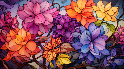 Beautiful floral background of bright not real flowers