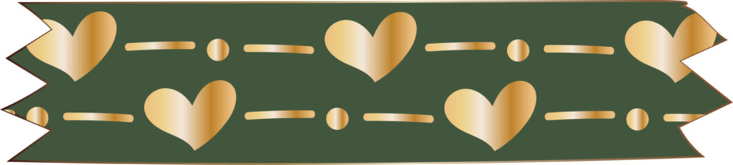 Heart washi tape on transparent background.