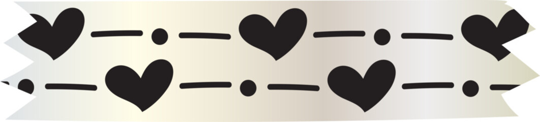 Heart washi tape on transparent background.