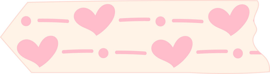 Heart washi tape on transparent background.