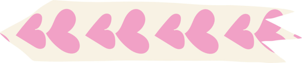 Heart washi tape on transparent background.