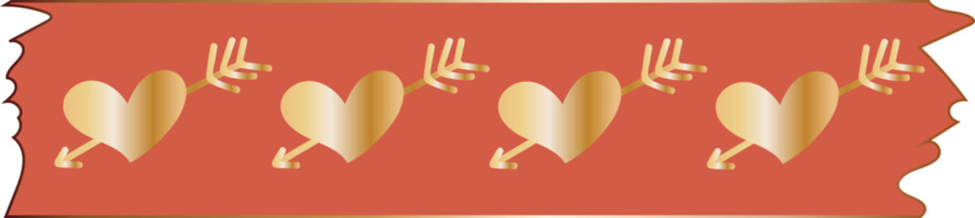 Heart washi tape on transparent background.
