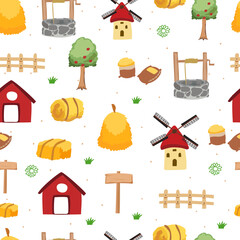 Naklejka premium Farm seamless pattern background.