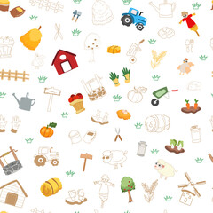 Farm seamless pattern background.