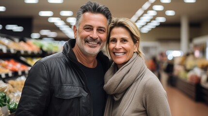 Fototapeta premium Happy Couple Grocery Shopping