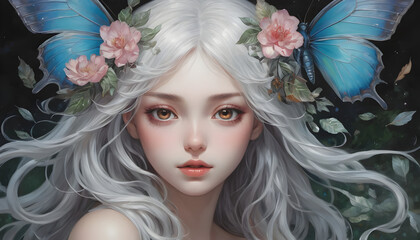 portrait of a woman with flowers