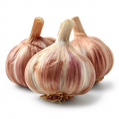 Obraz premium Garlic bulbs on white background