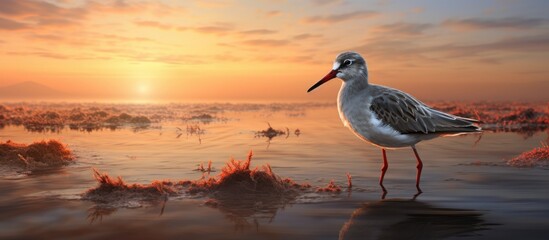 Sunrise sighting of a red shank