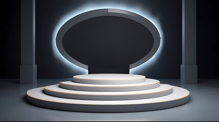 Obraz premium Modern round product advertising podium, booth, stage, product background, promotional event background