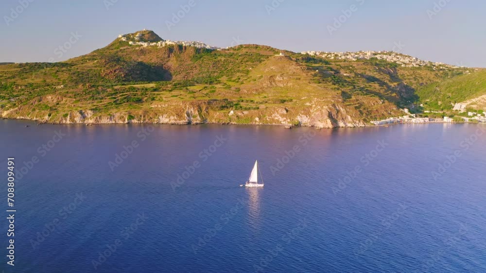 Wall mural mediterranean island aegean sea cyclades. milos aerial view