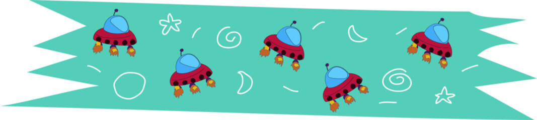 Cute washi tape on transparent background.
