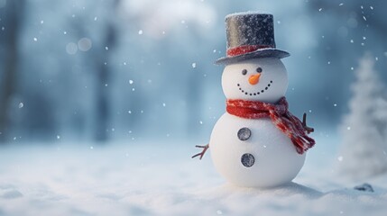 Festive Snowman Scene with Warm Winter Lights