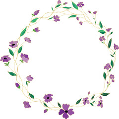 Fototapeta na wymiar Beautiful flower wreath illustration on transparent background.