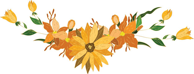 Flower decorative element illustration on transparent background.
