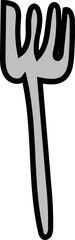 Hand drawn fork illustration on transparent background.
