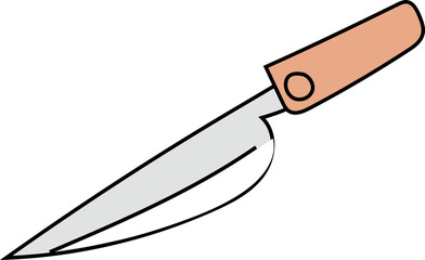 Hand drawn knife illustration on transparent background.
