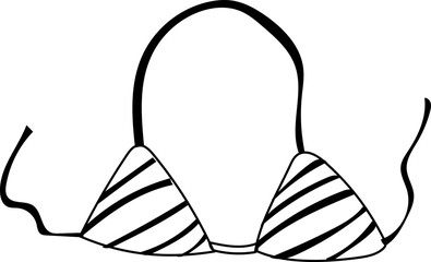 Hand drawn bikini illustration on transparent background.