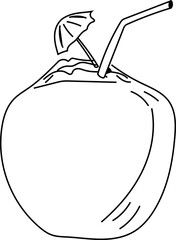 Hand drawn coconut illustration on transparent background.
