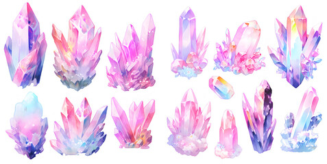 Watercolor pink crystal clipart for graphic resources 
