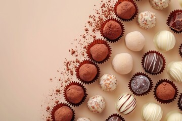 Fototapeta premium Artistic Delight - Round Chocolate with Abstract Line Texture - Top View