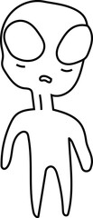 Hand drawn alien illustration on transparent background.
