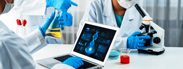 Laboratory research team advance healthcare with scientific expertise, laboratory equipment, and...