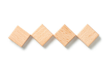 wooden blocks isolated on white background, top view