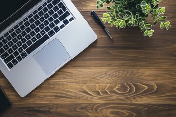 View of minimalist desk setup