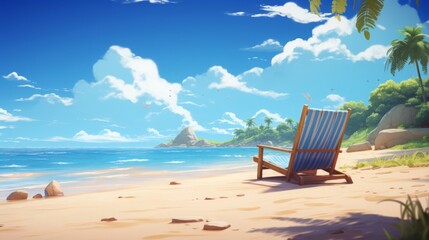 Serene Beach Landscape with Clear Blue Skies