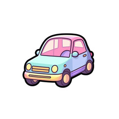 A cartoon car toys on a transparent background, cutest sticker illustration, kawaii, highly detailed character design, pastel color, die cut sticker, sticker concept design.