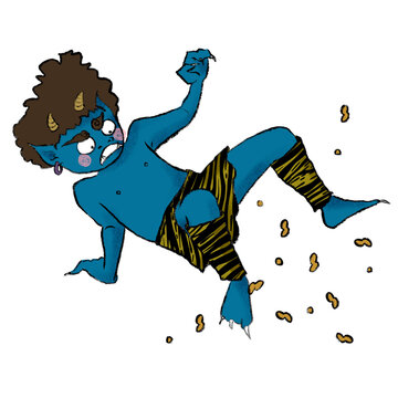 Blue devil of Setsubun who is scared of beans